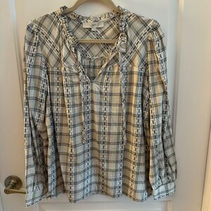 LOFT Plaid Women's Blouse size Medium